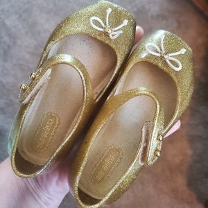 Mini Melissa gold glitter ballet flats